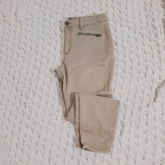 Design Lab Womens Mid Rise Sand Khaki Slim Straight Cargo Utility Pants- 31 - Picture 8 of 13